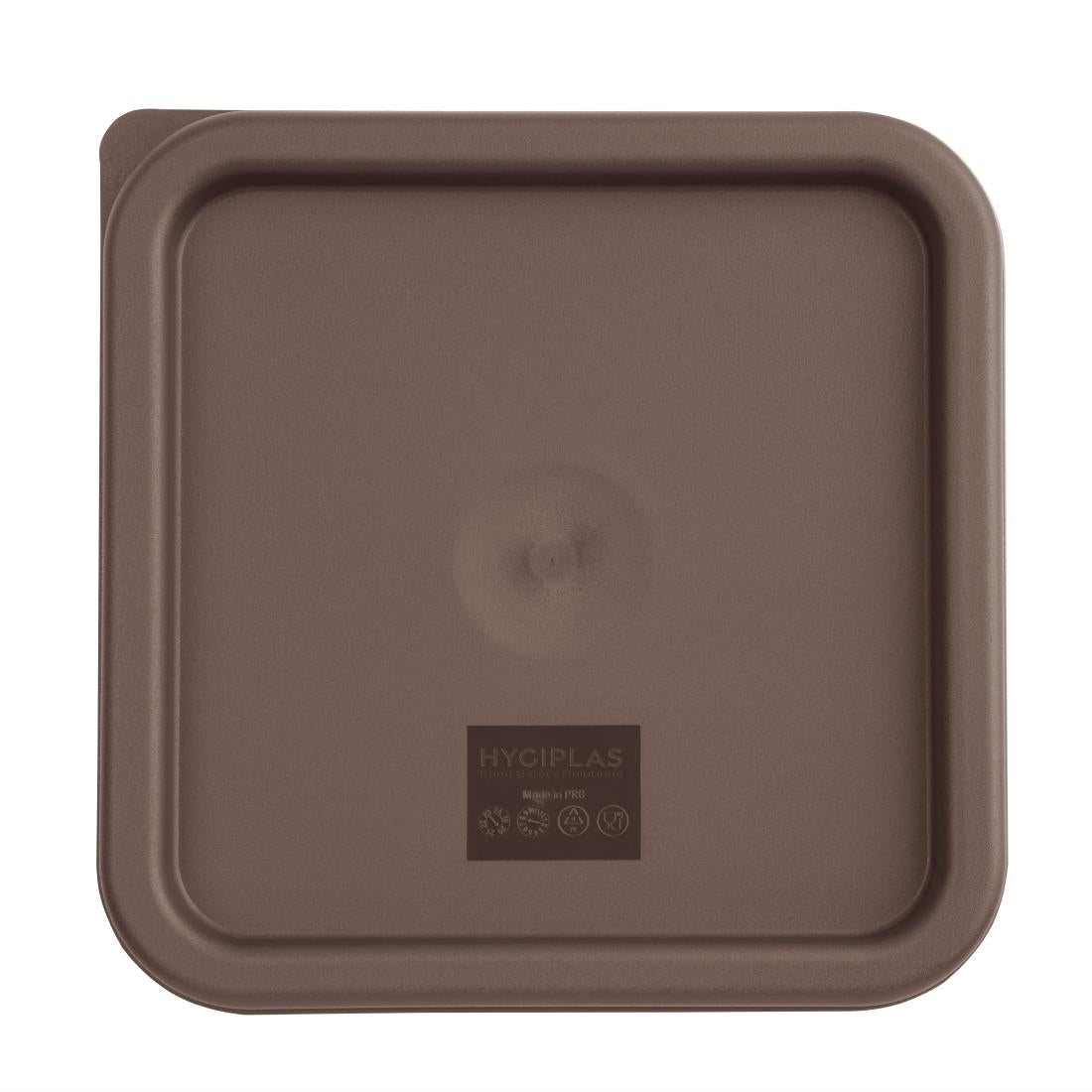 Hygiplas Square Food Storage Container Lid Brown Medium - FX141  Hygiplas