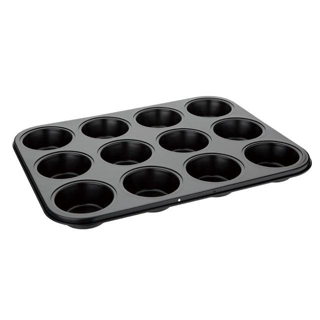 Vogue Carbon Steel Non-Stick Muffin Tray 12 Cup - GD011  Vogue