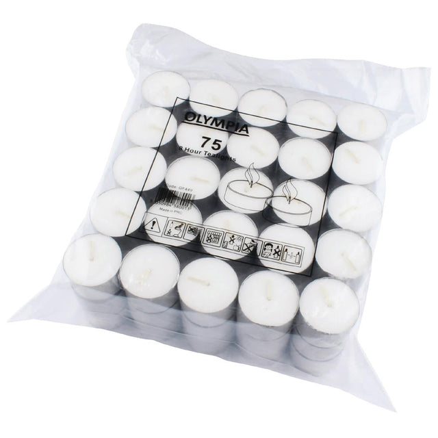 Olympia 8 Hour Tealights (Pack of 75) - GF449  Olympia