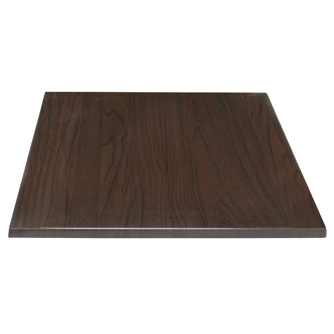 Bolero Pre-drilled Square Tabletop Dark Brown 700mm - GG639  Bolero