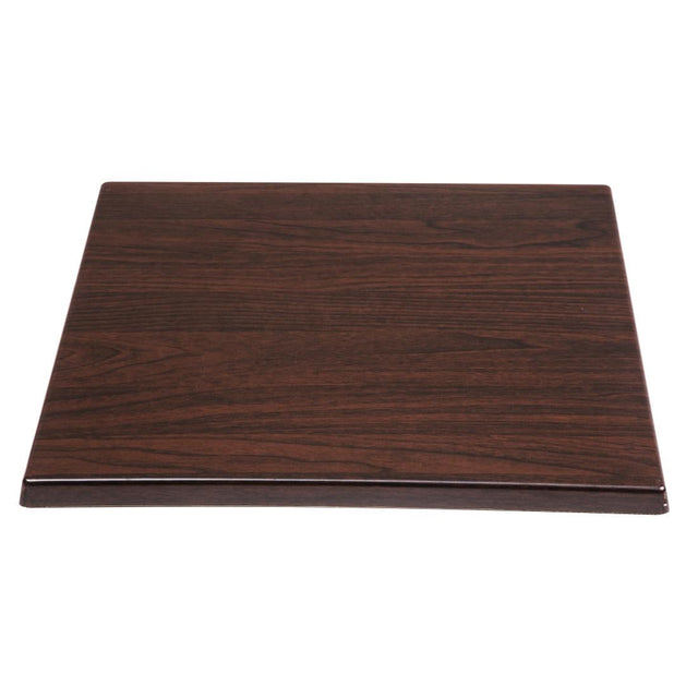 Bolero Pre-drilled Square Tabletop Dark Brown 600mm - GG635  Bolero