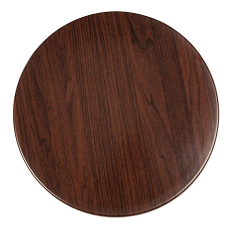 Bolero Pre-drilled Round Table Top Dark Brown 800mm - GL974  Bolero