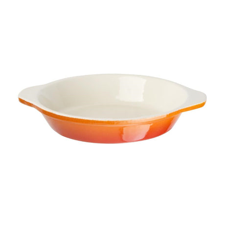 Vogue Orange Round Cast Iron Gratin Dish 400ml - GH316  Vogue