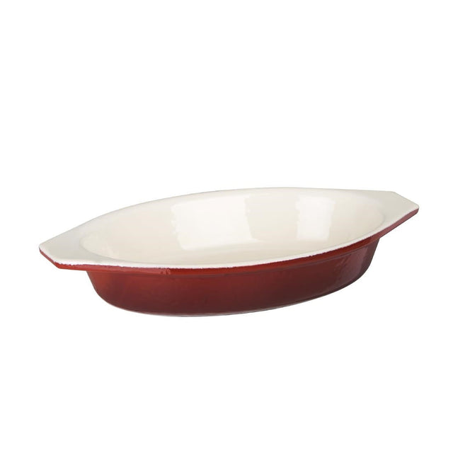 Vogue Red Oval Cast Iron Gratin Dish 650ml - GH317  Vogue