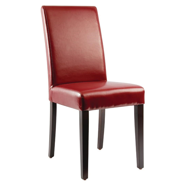 Bolero Faux Leather Dining Chairs Red (Pack of 2) - GH443  Bolero