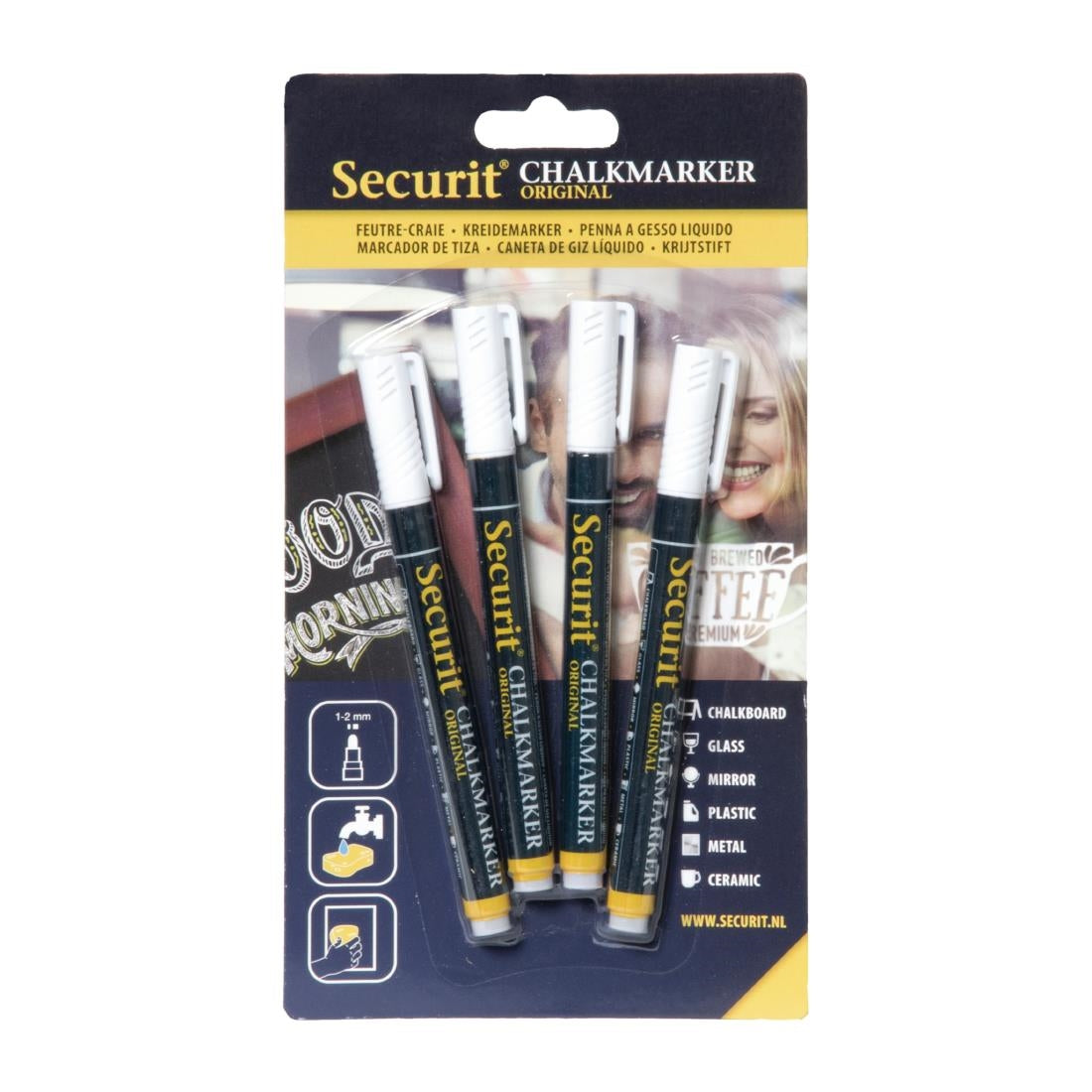 Securit 2mm Liquid Chalk Pens White (Pack of 4) - GJ551  Securit