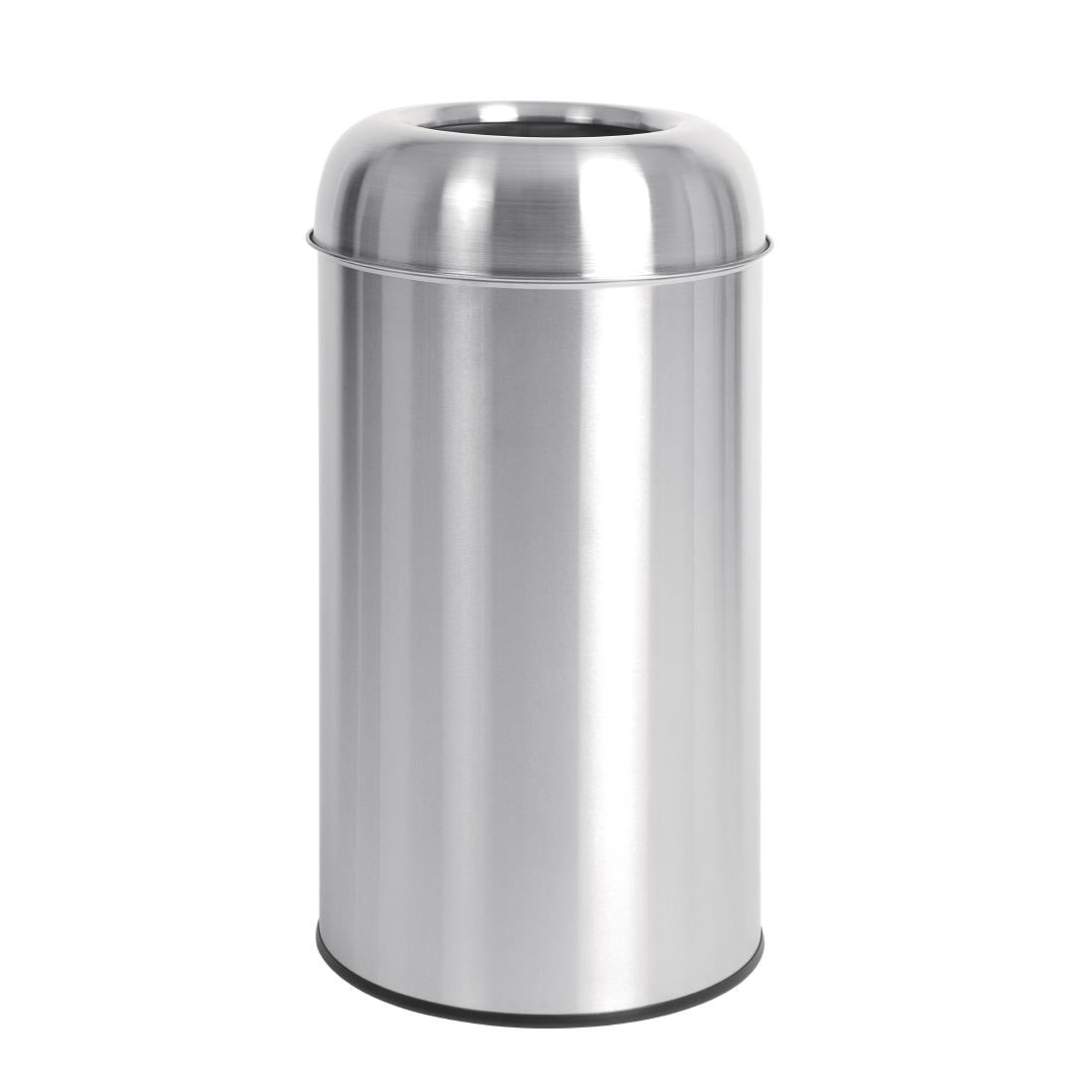 Bolero Stainless Steel Open Lid Bullet Bin Silver 40Ltr - GK972  Bolero