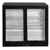 Polar Double Sliding Door Back Bar Cooler in Black with LED Lighting - GL010 Double Door Bottle Coolers Polar