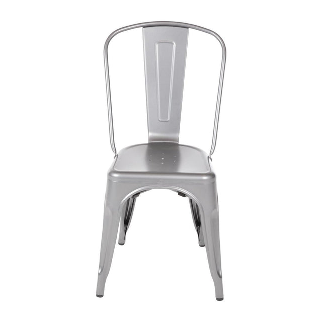 Bolero Bistro Steel Side Chairs Gun Metal Grey (Pack of 4) - GL329  Bolero