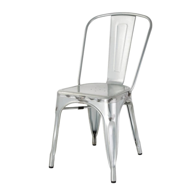 Bolero Bistro Galvanised Steel Side Chairs (Pack of 4) - GL338  Bolero