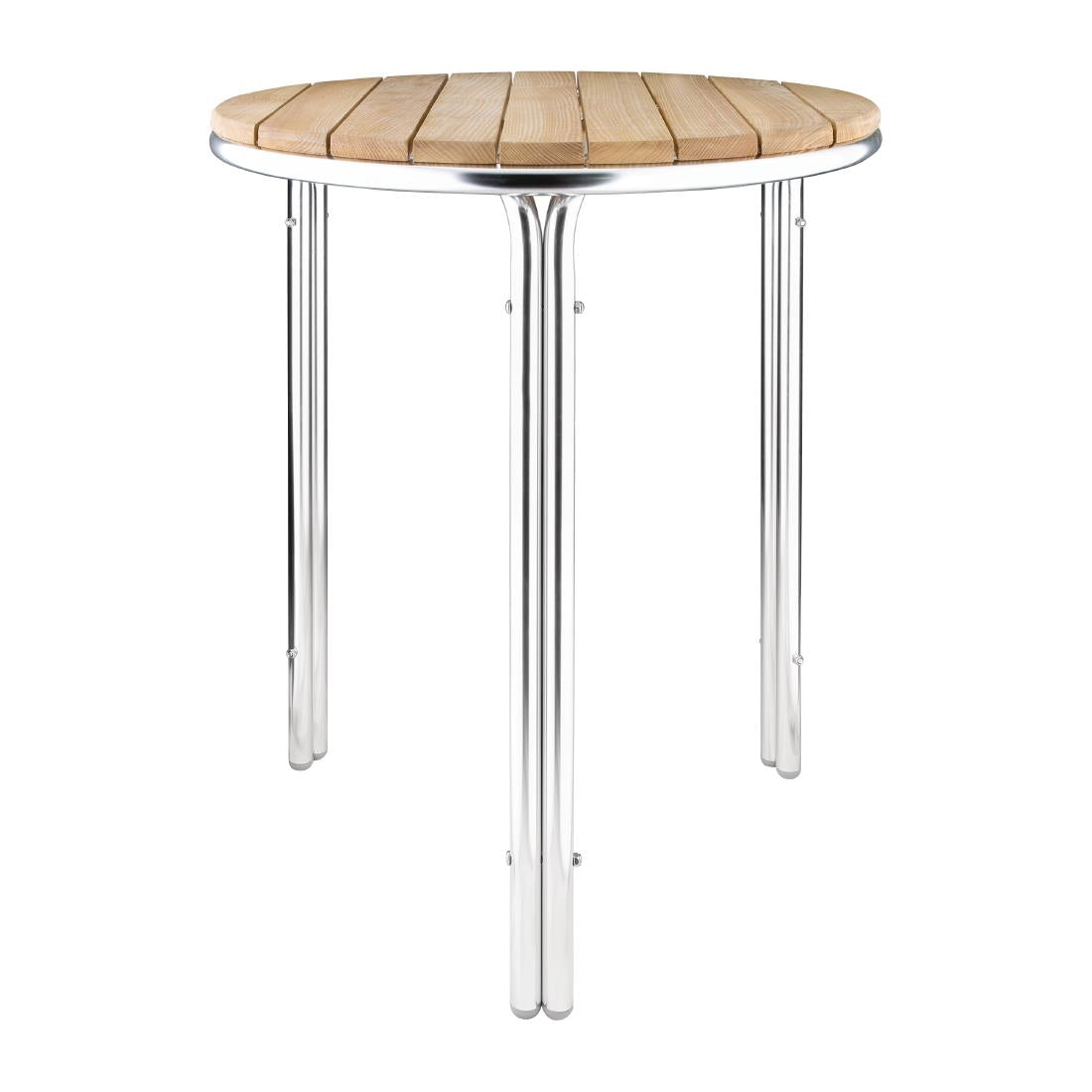 Bolero Round Ash and Aluminium Table 600mm - GL981  Bolero