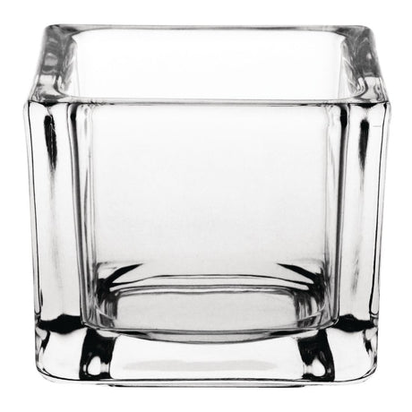 Olympia Glass Tealight Holder Square Clear (Pack of 6) - GM224  Olympia