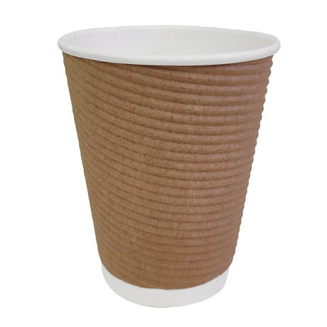 Fiesta Recyclable Coffee Cups Ripple Wall Kraft 340ml / 12oz (Pack of 500) - GP444  Fiesta