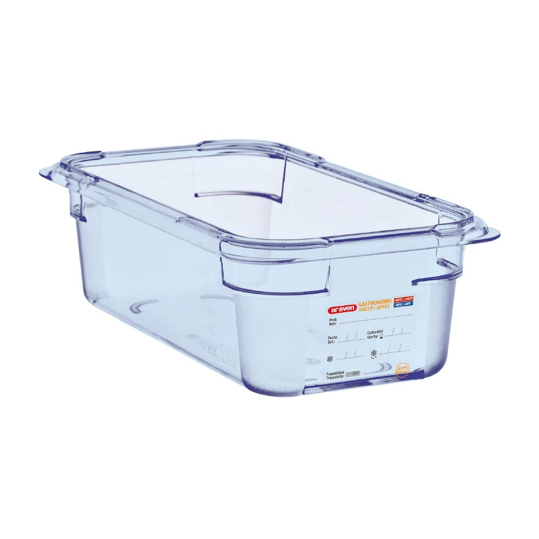 Araven ABS Food Storage Container Blue GN 1/4 100mm - GP575  Araven