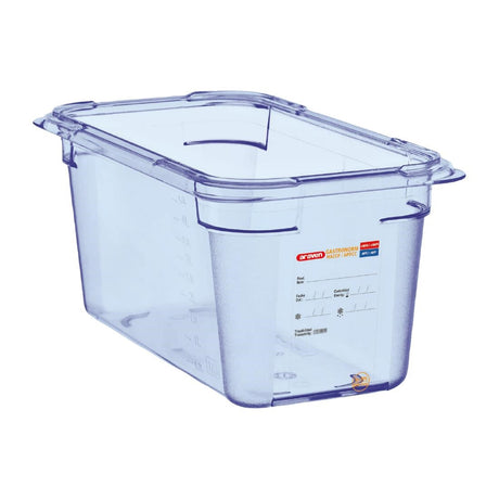 Araven ABS Food Storage Container Blue GN 1/4 150mm - GP576  Araven