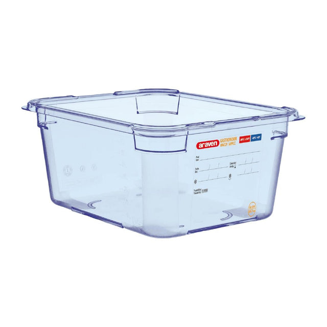 Araven ABS Food Storage Container Blue GN 1/2 150mm - GP585  Araven