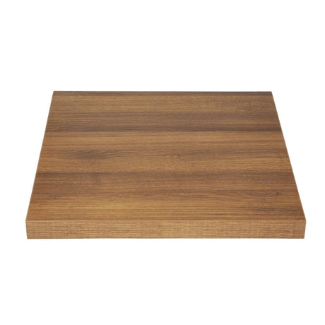 Bolero Pre-drilled Square Tabletop Rustic Oak 600mm - GR324  Bolero