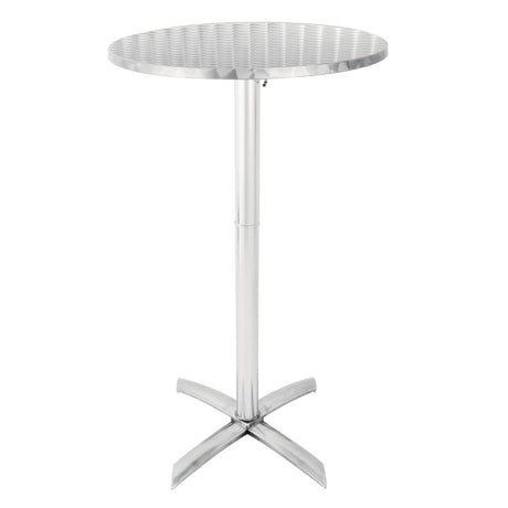 Bolero Round Flip Top Poseur Table Stainless Steel 600mm - GR396  Bolero