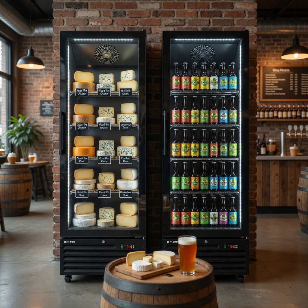 CUBO Display Fridge 361L - 1 Door - 5 Shelves - Glass Door - Black Interior - CS-SU400