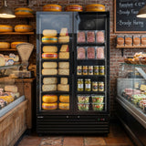 CUBO Display Fridge 879L - 2 Door - 10 Shelves - Glass Door - Black Interior - CS-SU1000