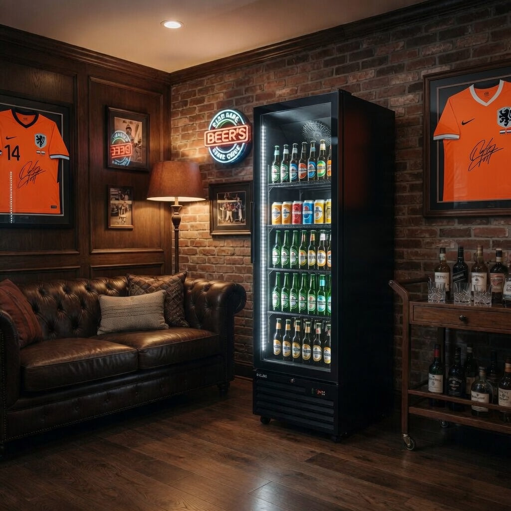 CUBO Display Fridge 361L - 1 Door - 5 Shelves - Glass Door - Black Interior - CS-SU400