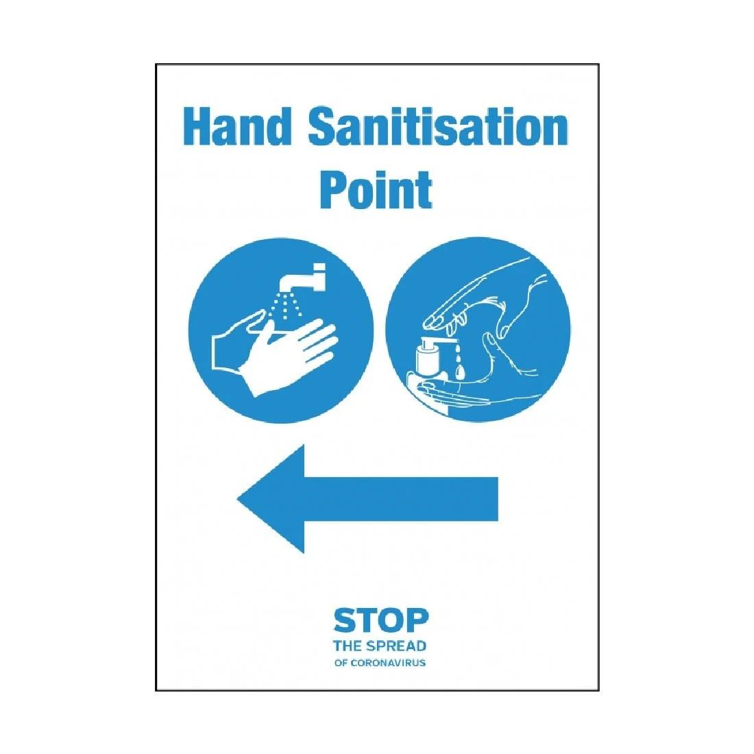 Hand Sanitisation Point Arrow Left Self-Adhesive Sign A5 - FN849 Guidance Posters & Floor Graphics Unbranded