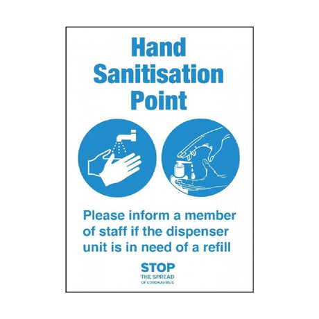 Hand Sanitisation Point Self-Adhesive Sign A5 - FN845 Guidance Posters & Floor Graphics Unbranded