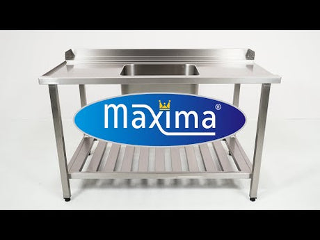 Maxima  Dishwasher Table - 120 x 75cm - Left - with Sink and Backsplash - incl Storage Shelf  - 09201034