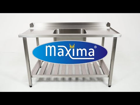 Maxima  Dishwasher Table - 120 x 75cm - Right - with Backsplash and Storage Shelf  - 09201031