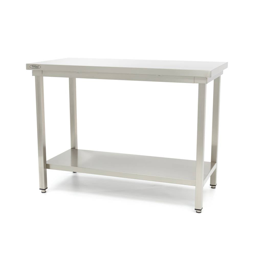 Maxima  Stainless Steel Table - 80 x 60cm - Adjustable Height - with Storage Shelf  - 09300953