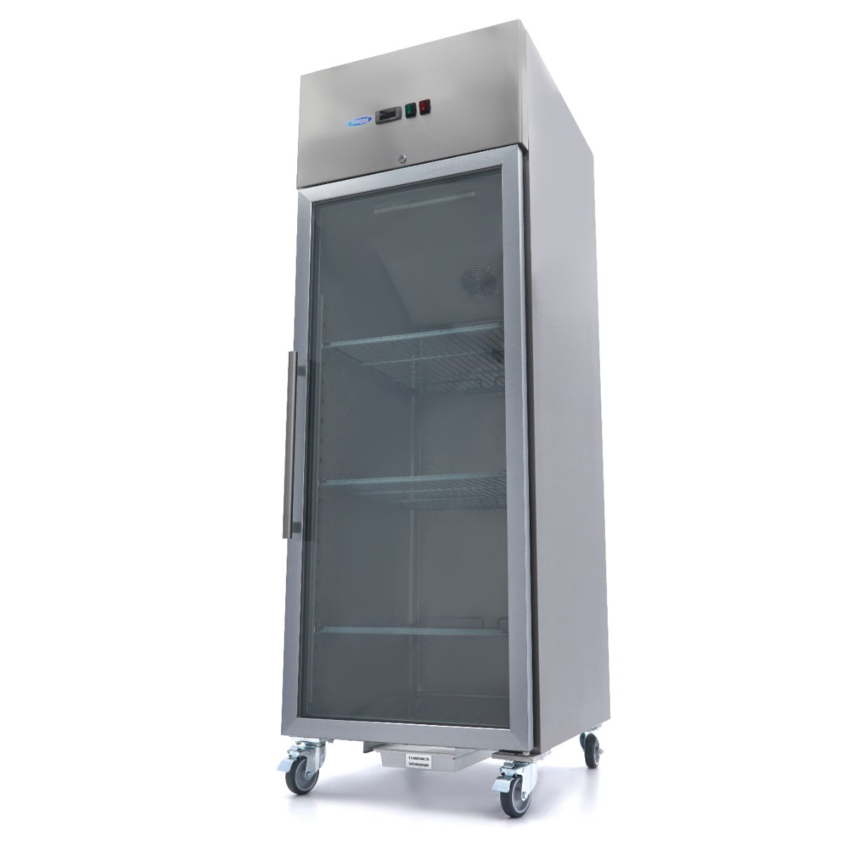 Maxima  Fridge - 600L - 3 Adjustable Shelves (2/1GN) - Stainless Steel - with Glass Door  - 09400001