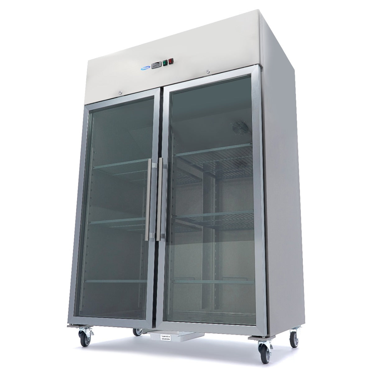 Maxima  Fridge - 1200L - 6 Adjustable Shelves (2/1GN) - Stainless Steel - with Glass Door  - 09400011