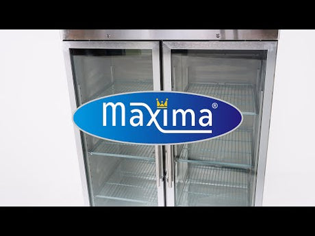 Maxima  Fridge - 1200L - 6 Adjustable Shelves (2/1GN) - Stainless Steel - with Glass Door  - 09400011