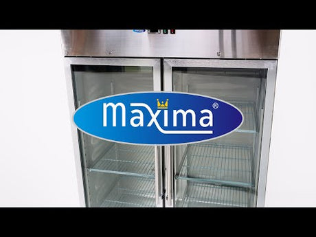 Maxima Vriezer - 1200L - 6 Verstelbare Planken (2/1GN) - Roestvrij Staal - met Glazen Deur - 09400016