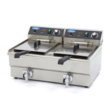 Maxima  Deep Fryer - 2 x 16L - 2 Baskets - with Drain Tap  - 09365011