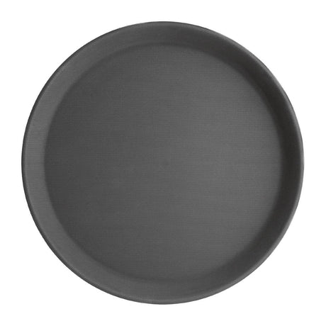 Olympia Kristallon Fibreglass Round Non-Slip Tray Black 280mm - J845  Olympia