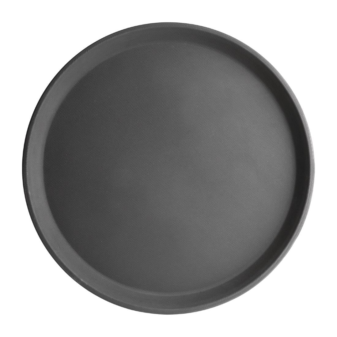 Olympia Kristallon Fibreglass Round Non-Slip Tray Black 356mm - J846  Olympia