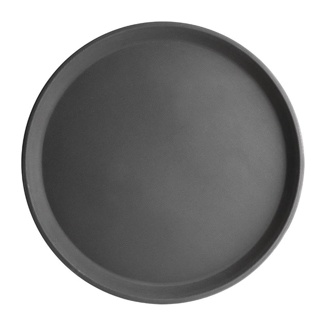 Olympia Kristallon Fibreglass Round Non-Slip Tray Black 356mm - J846  Olympia