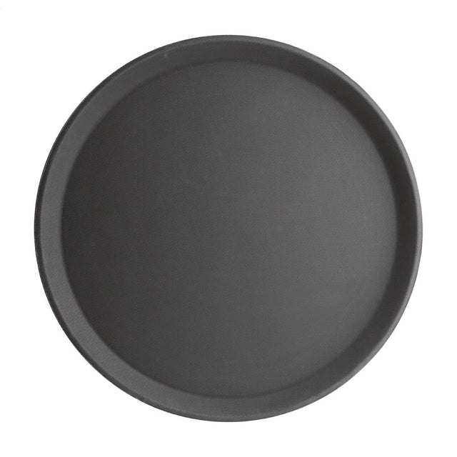 Olympia Kristallon Fibreglass Round Non-Slip Tray Black 406mm - J847  Olympia