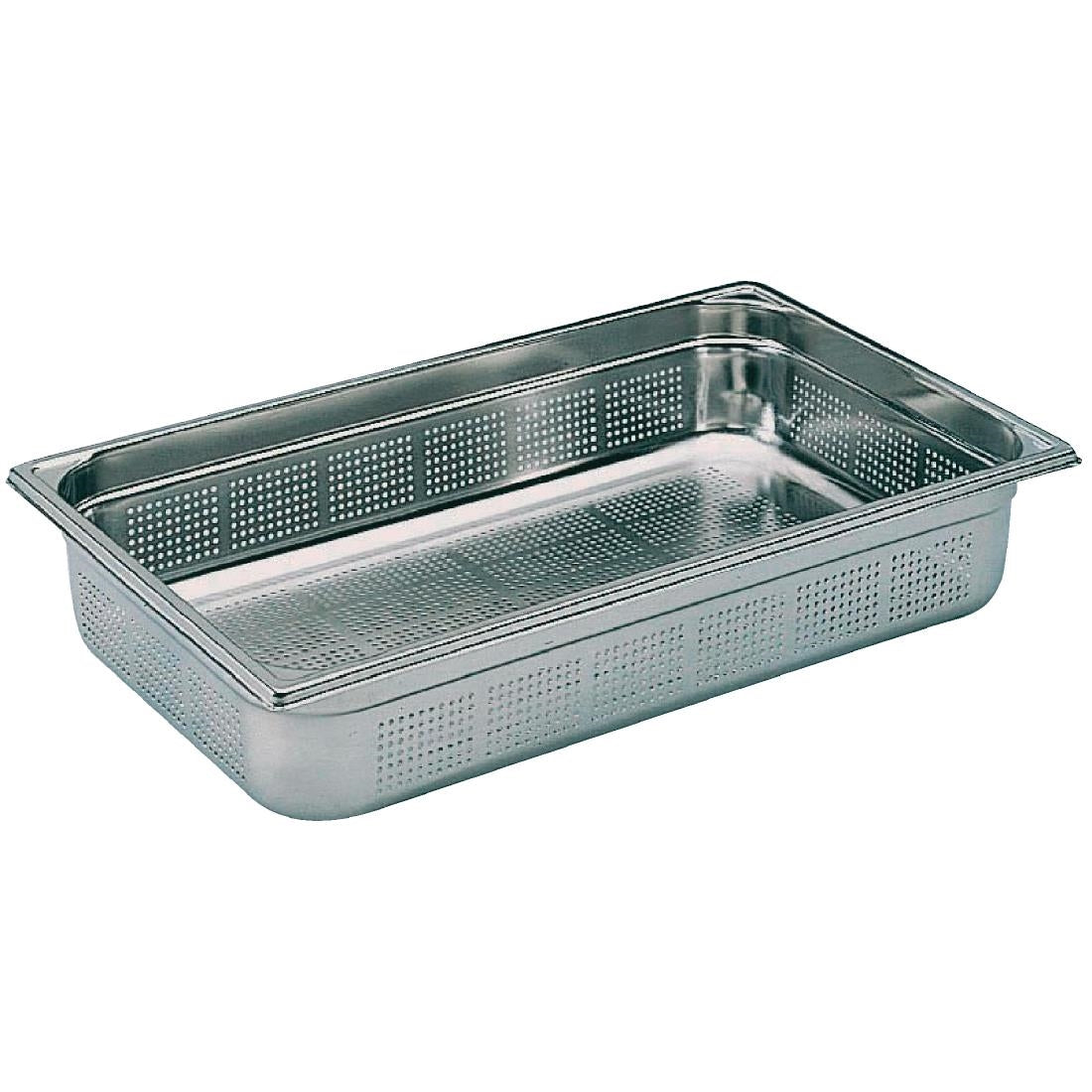 Matfer Bourgeat Stainless Steel Perforated 1/1 Gastronorm Tray 100mm - K141  Matfer Bourgeat