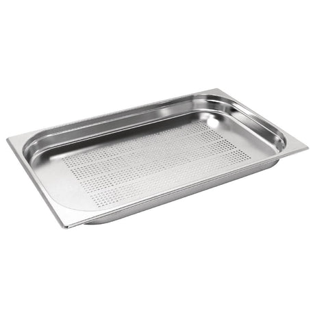 Vogue Stainless Steel Perforated 1/1 Gastronorm Tray 40mm - K839  Vogue