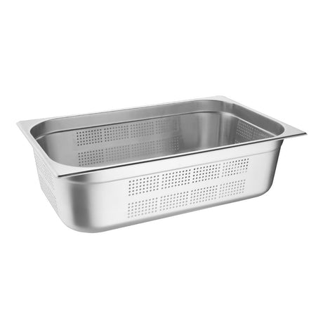 Vogue Stainless Steel Perforated 1/1 Gastronorm Tray 150mm - K842  Vogue