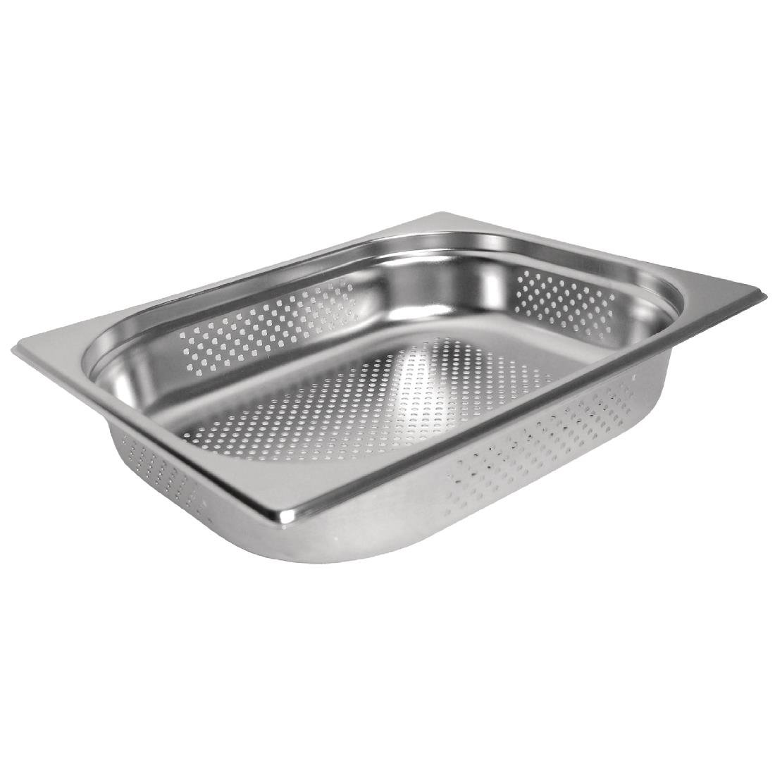 Vogue Stainless Steel Perforated 1/2 Gastronorm Tray 65mm - K844  Vogue