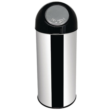 Bolero Stainless Steel Push Top Bullet Bin Silver 40Ltr - L044  Bolero