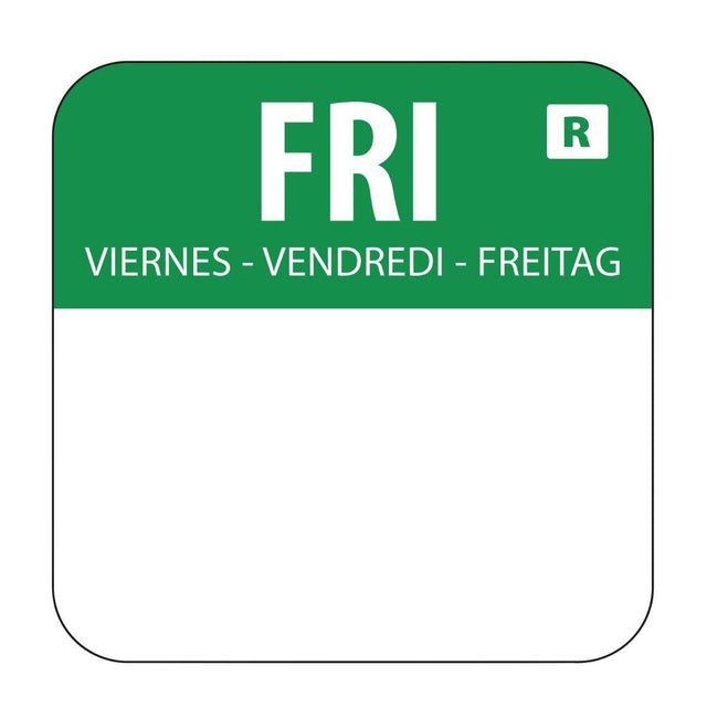 Hygiplas Removable Colour Coded Food Labels Friday (Pack of 1000) - L935  Hygiplas