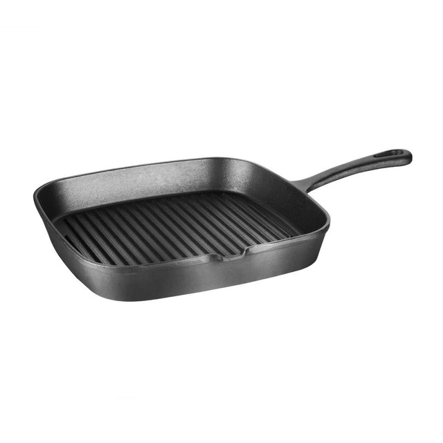 Vogue Square Cast Iron Ribbed Skillet Pan 24cm - M653  Vogue