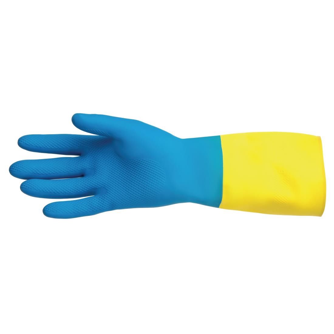 MAPA Alto 405 Liquid-Proof Heavy-Duty Janitorial Gloves Blue and Yellow Extra Large - FA296-XL Rubber Gloves Mapa