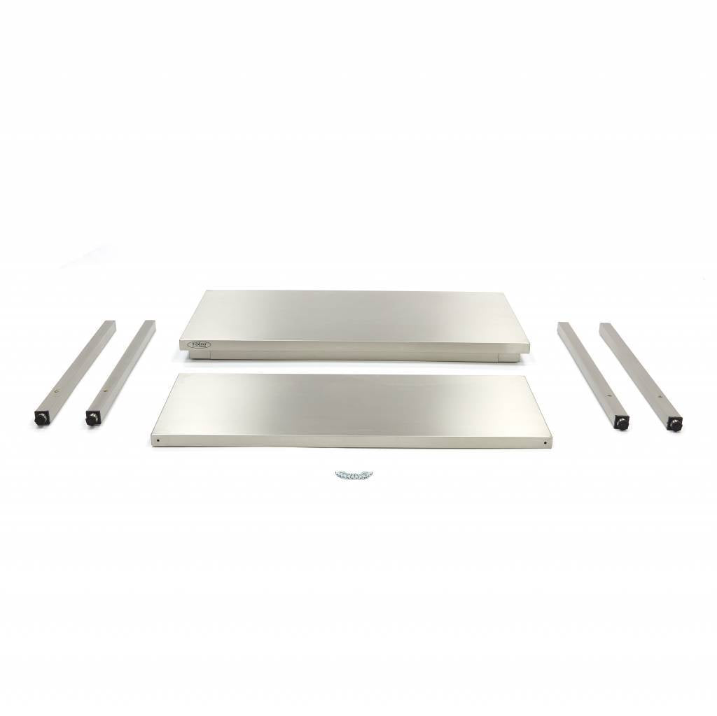 Maxima  Stainless Steel Table - 60 x 60 cm - Adjustable Height - with Storage Shelf  - 09300950