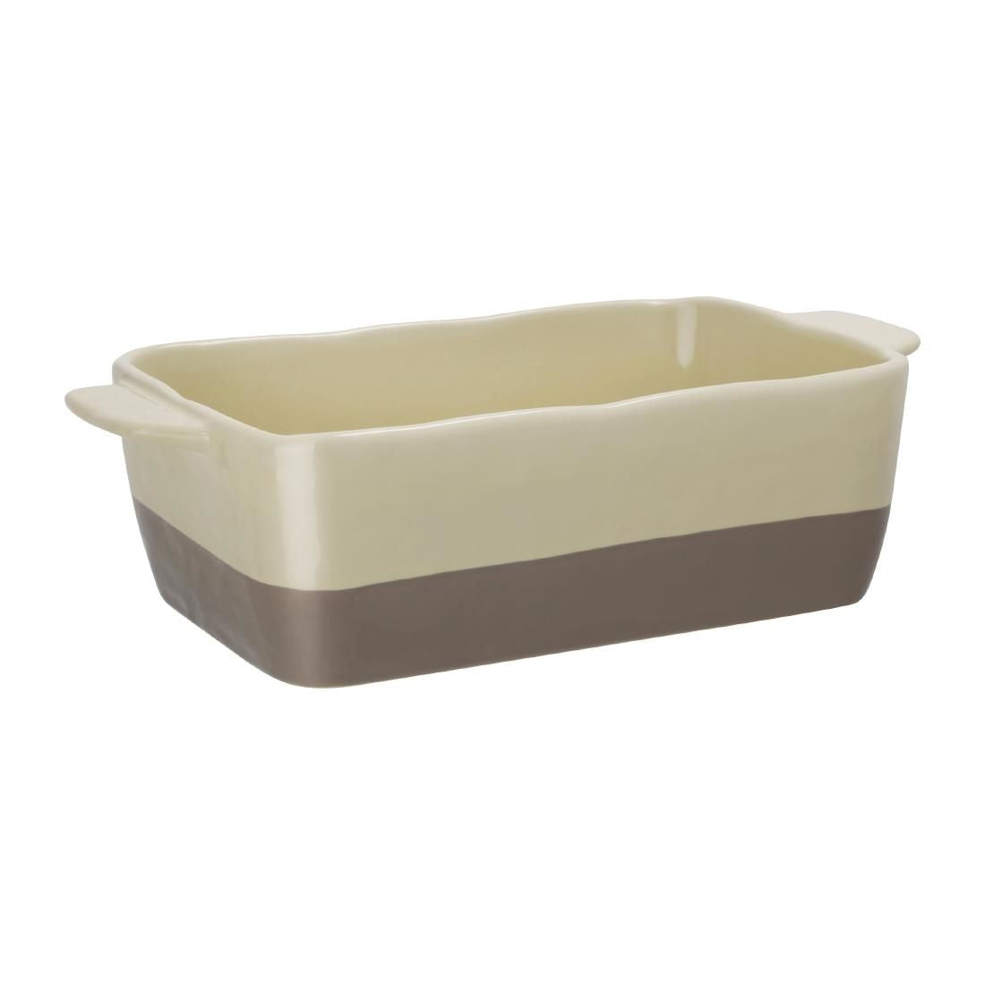 Olympia Cream And Taupe Ceramic Roasting Dish 2.5Ltr - DB520 Dinnerware Olympia