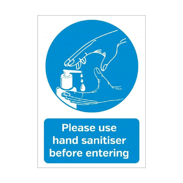 Please Use Hand Sanitiser Before Entering Self-Adhesive Sign A4 - FN841 Guidance Posters & Floor Graphics Unbranded